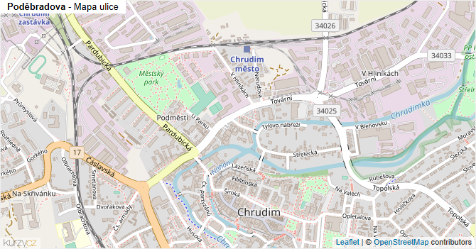Poděbradova - mapa ulice