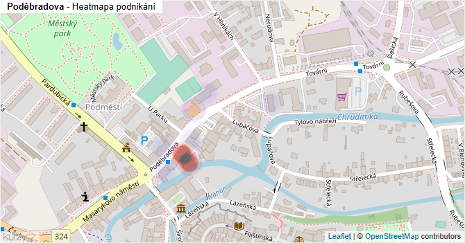 Poděbradova - mapa podnikání