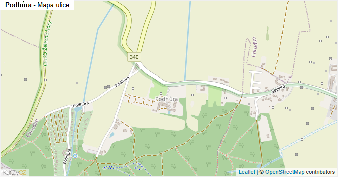 Podhůra - mapa ulice