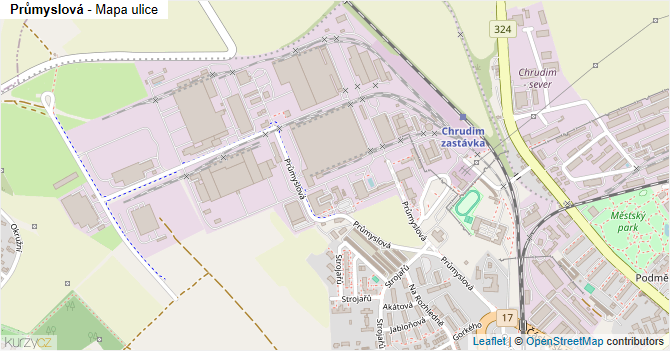 Průmyslová - mapa ulice