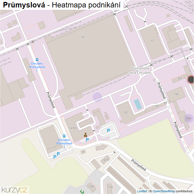 Mapa Průmyslová - Firmy v ulici.