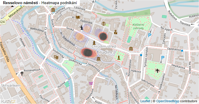 Resselovo náměstí - mapa podnikání