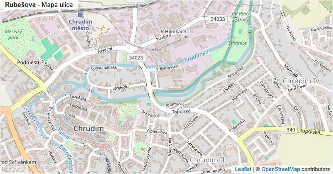 Rubešova - mapa ulice