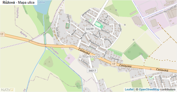 Růžová - mapa ulice