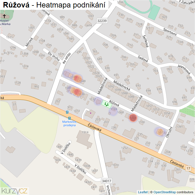 Mapa Růžová - Firmy v ulici.