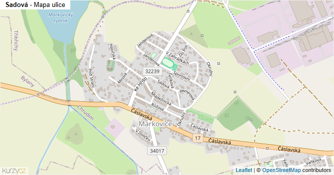 Sadová - mapa ulice