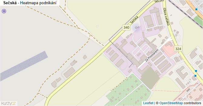 Sečská - mapa podnikání