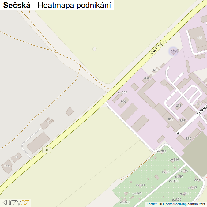 Mapa Sečská - Firmy v ulici.