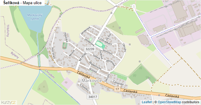 Šeříková - mapa ulice
