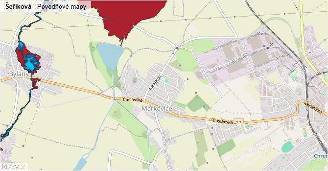 Šeříková - záplavové mapy stoleté vody