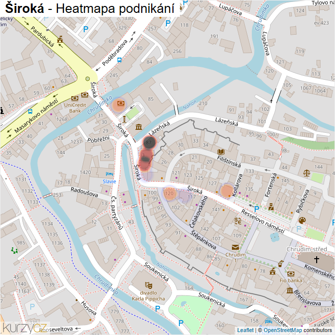 Mapa Široká - Firmy v ulici.