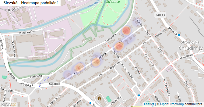 Slezská - mapa podnikání