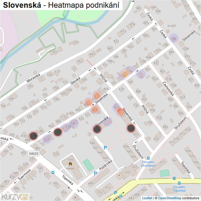 Mapa Slovenská - Firmy v ulici.
