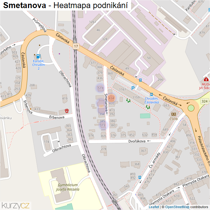 Mapa Smetanova - Firmy v ulici.