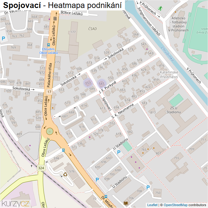 Mapa Spojovací - Firmy v ulici.