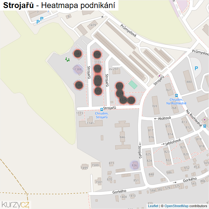Mapa Strojařů - Firmy v ulici.