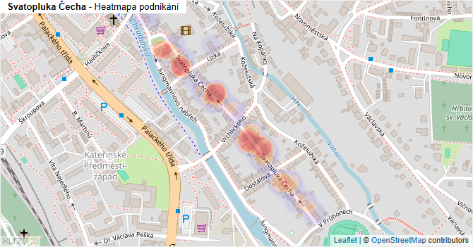 Svatopluka Čecha - mapa podnikání
