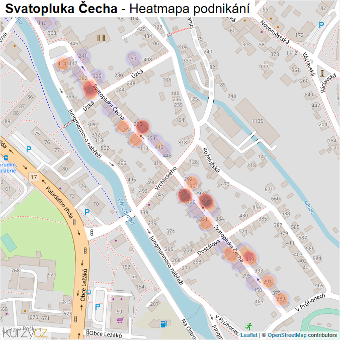 Mapa Svatopluka Čecha - Firmy v ulici.