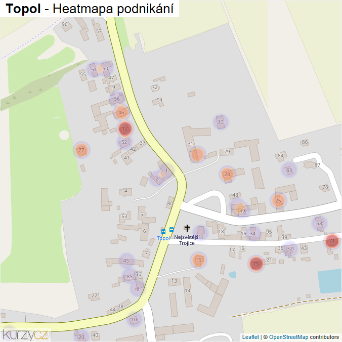 Mapa Topol - Firmy v části obce.