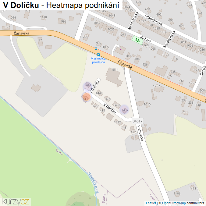 Mapa V Dolíčku - Firmy v ulici.