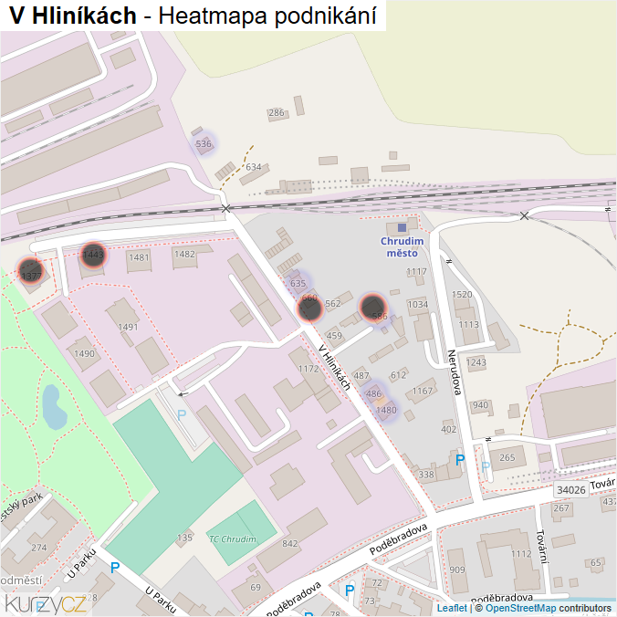 Mapa V Hliníkách - Firmy v ulici.