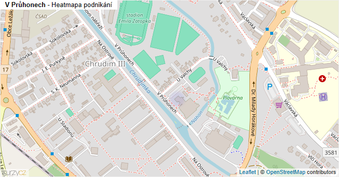 V Průhonech - mapa podnikání