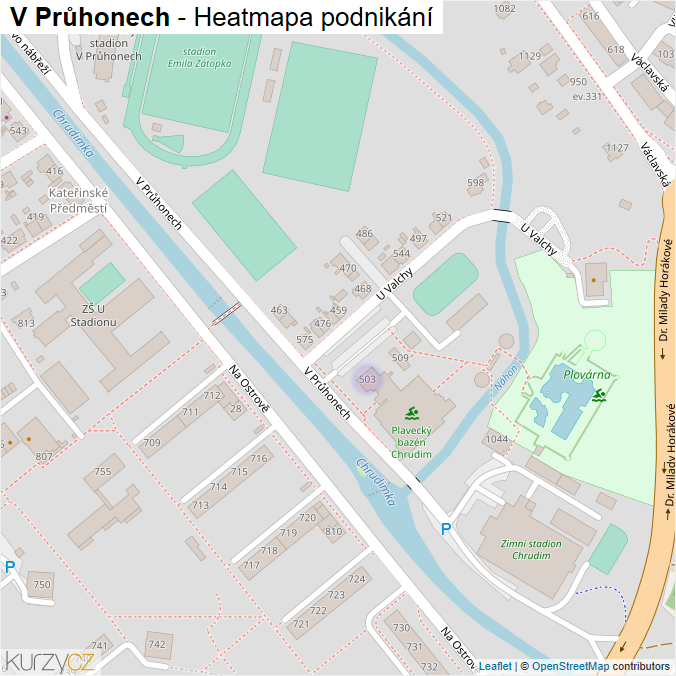 Mapa V Průhonech - Firmy v ulici.