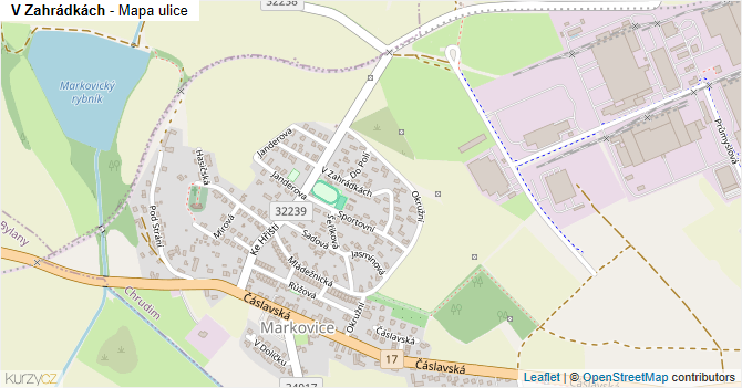 V Zahrádkách - mapa ulice