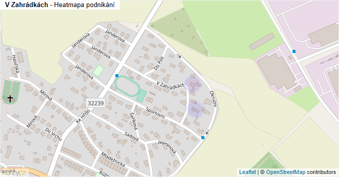 V Zahrádkách - mapa podnikání