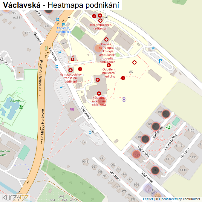 Mapa Václavská - Firmy v ulici.