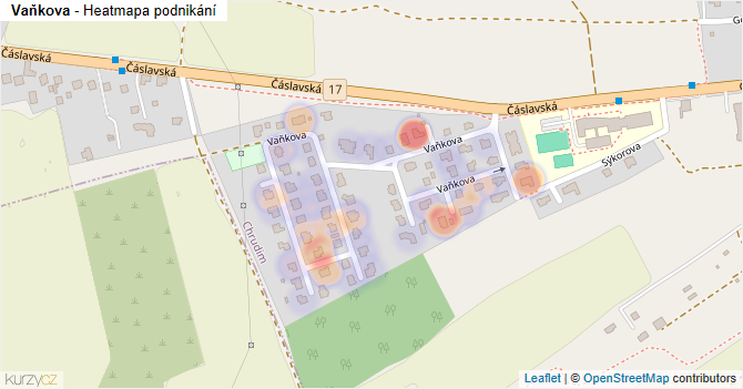 Vaňkova - mapa podnikání