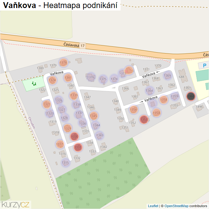 Mapa Vaňkova - Firmy v ulici.