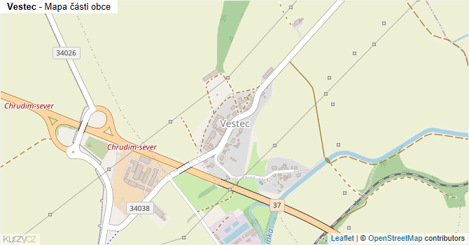Vestec - mapa části obce