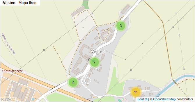 Vestec - mapa firem