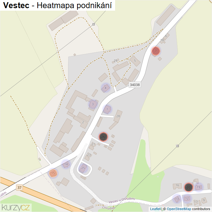 Mapa Vestec - Firmy v části obce.