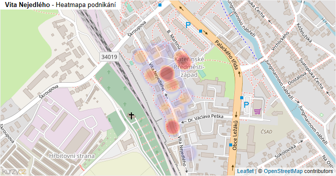 Víta Nejedlého - mapa podnikání