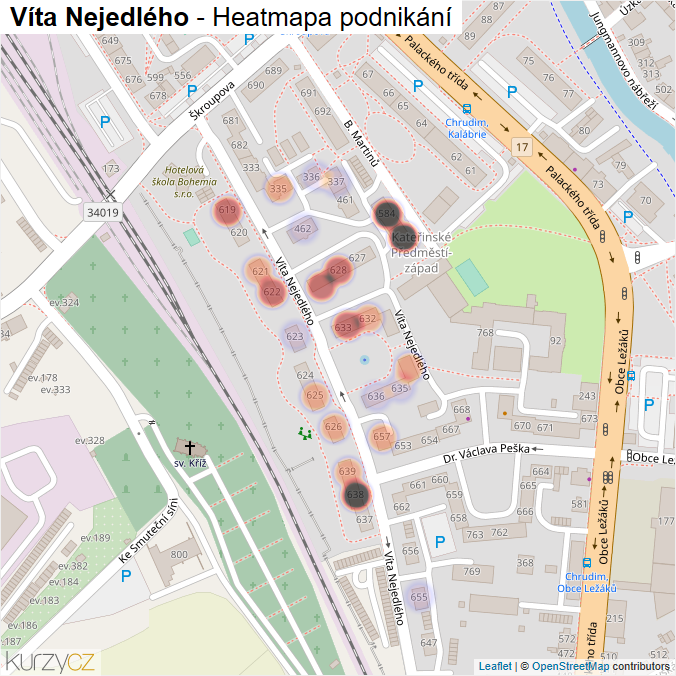 Mapa Víta Nejedlého - Firmy v ulici.