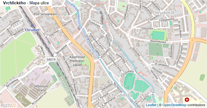 Vrchlického - mapa ulice