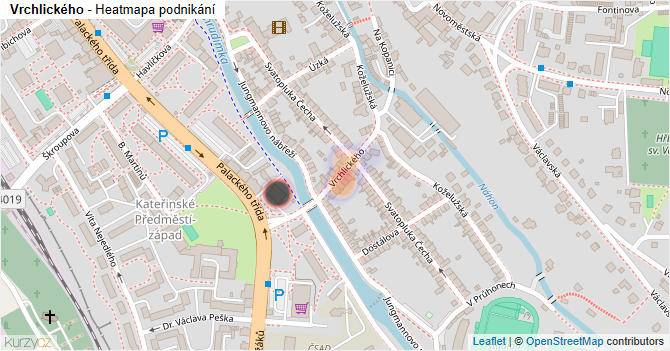 Vrchlického - mapa podnikání