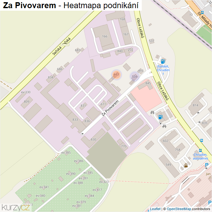 Mapa Za Pivovarem - Firmy v ulici.