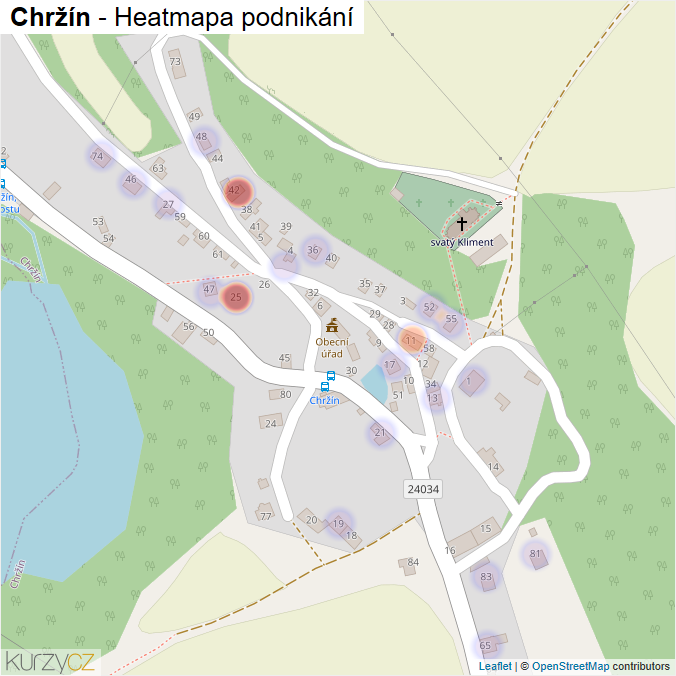 Mapa Chržín - Firmy v části obce.