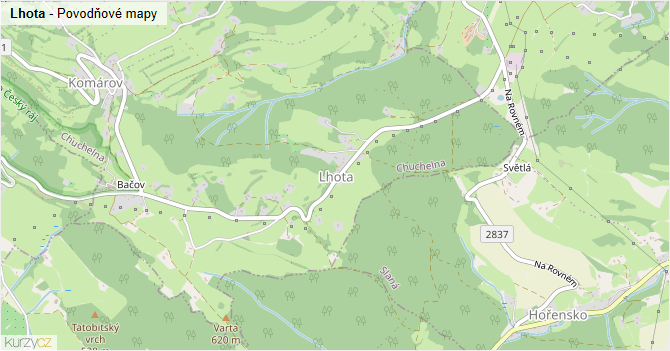 Lhota - záplavové mapy stoleté vody