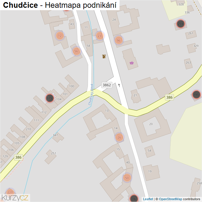 Mapa Chudčice - Firmy v obci.