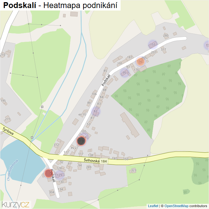 Mapa Podskalí - Firmy v ulici.