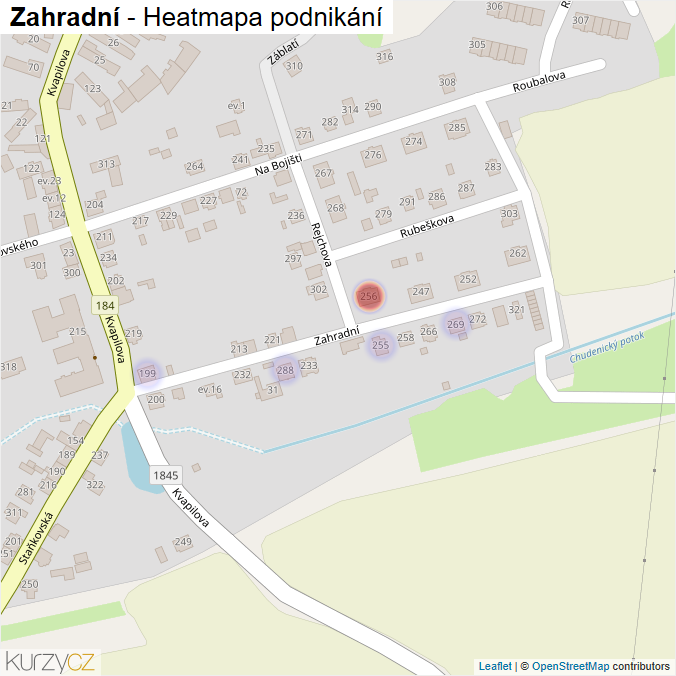 Mapa Zahradní - Firmy v ulici.