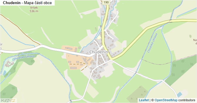 Chudenín - mapa části obce