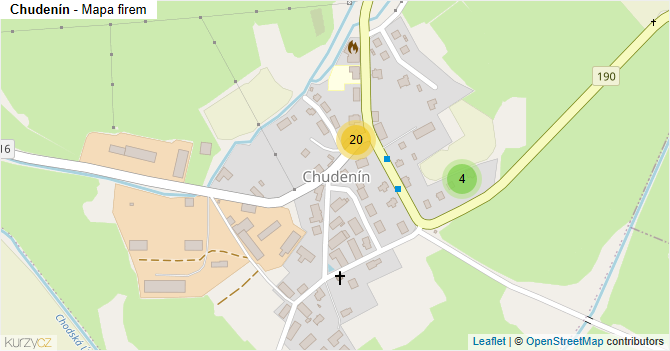 Chudenín - mapa firem