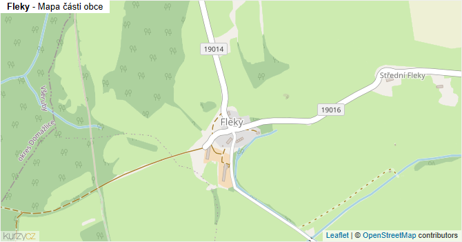 Fleky - mapa části obce