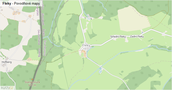 Fleky - záplavové mapy stoleté vody