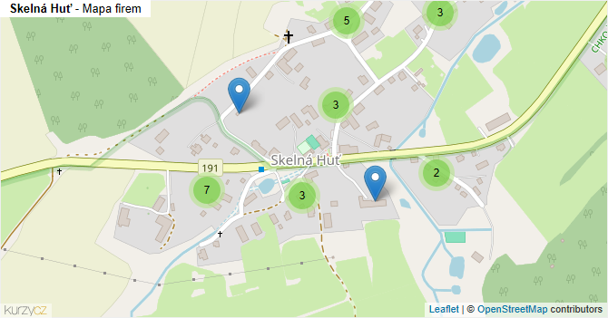 Skelná Huť - mapa firem